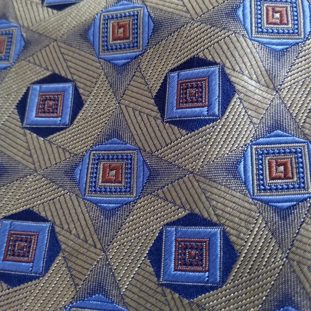 Kolte Italy Classic Designer 100%Silk Blue/Gold Men's Necktie Made in Italy 59/4